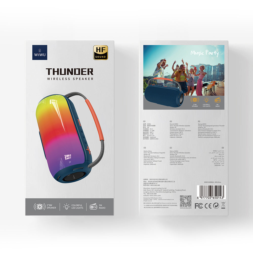 Wiwu H6 RGB Işıklı Askılı TWS Bluetooth Speaker Hoparlör v5.3 16W