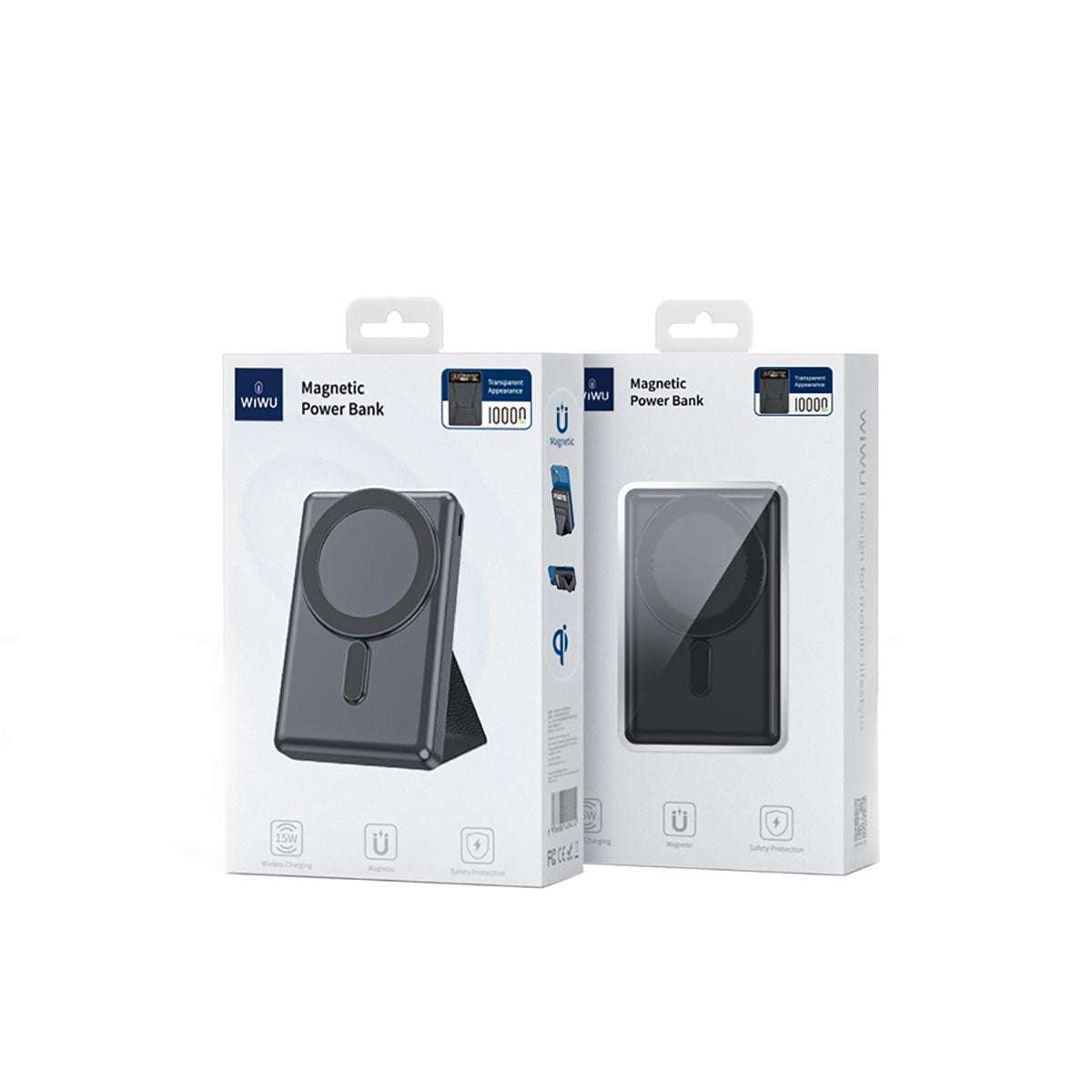 Wiwu JC-20 Hızlı Şarj Özellikli Standlı M-safe Wireless Transparan Powerbank 15W 10000mAh