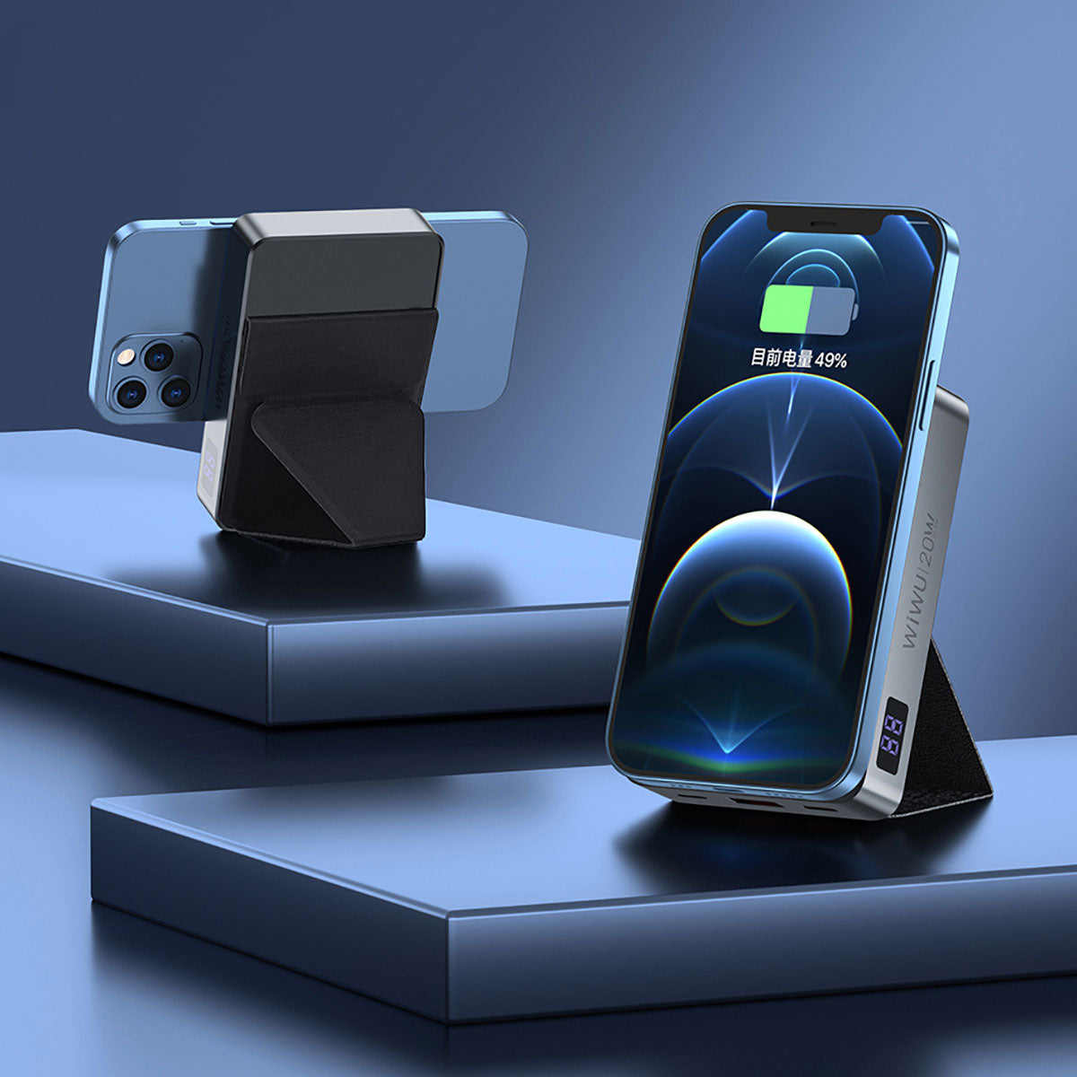 Wiwu JC-21 Hızlı Şarj Özellikli Şarj Göstergeli Standlı M-safe Wireless Powerbank 22.5W 10000mAh