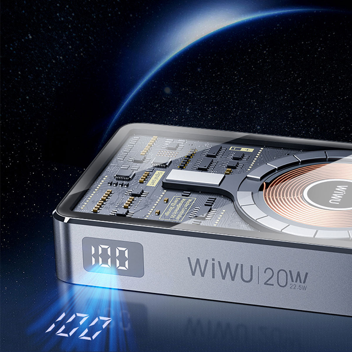 Wiwu JC-21 Hızlı Şarj Özellikli Şarj Göstergeli Standlı M-safe Wireless Powerbank 22.5W 10000mAh
