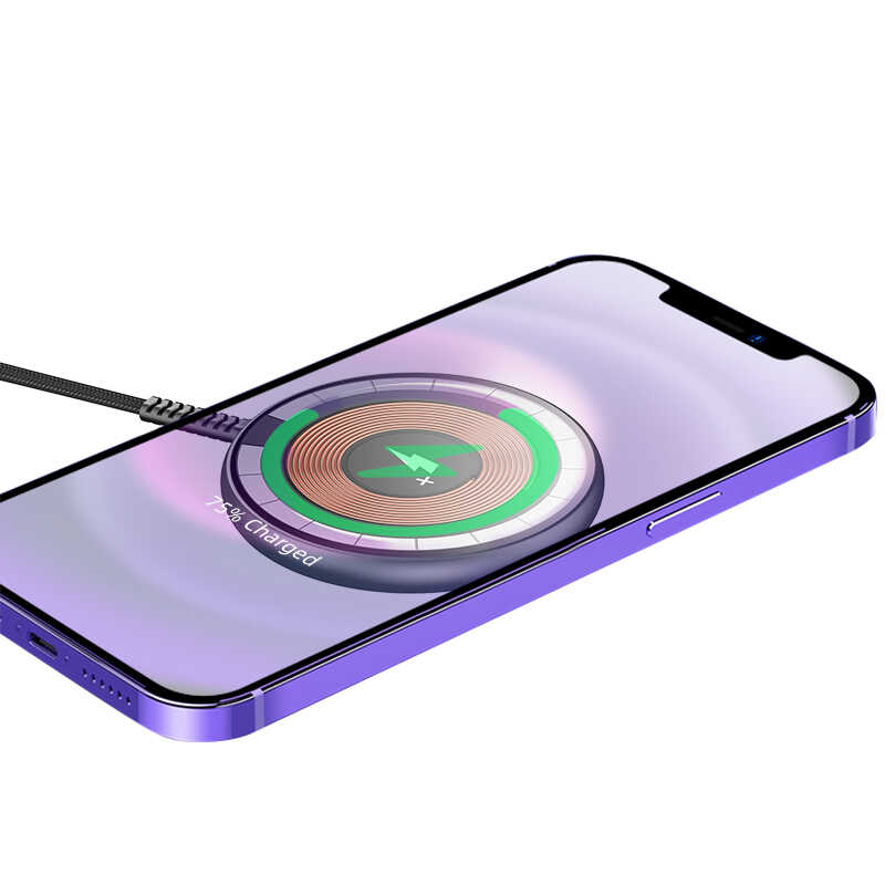 Wiwu M14 Intelligent Wireless Magnetik Şarj Ultra İnce Şeffaf 15W Android iOS Destekli