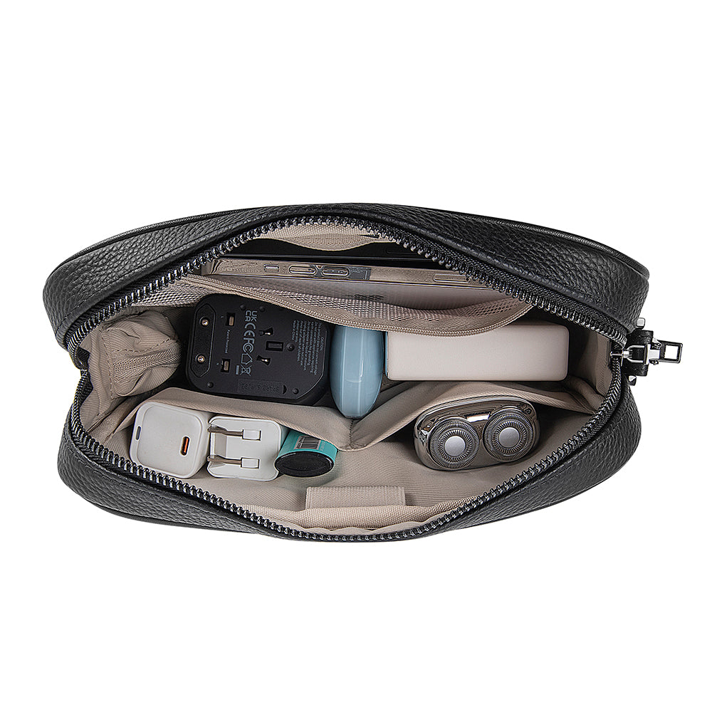 Wiwu Master Hakiki Deri Serisi Parmak İzi Kilitli Çok Fonksiyonlu Taşınabilir Mobil Aksesuar Çantası