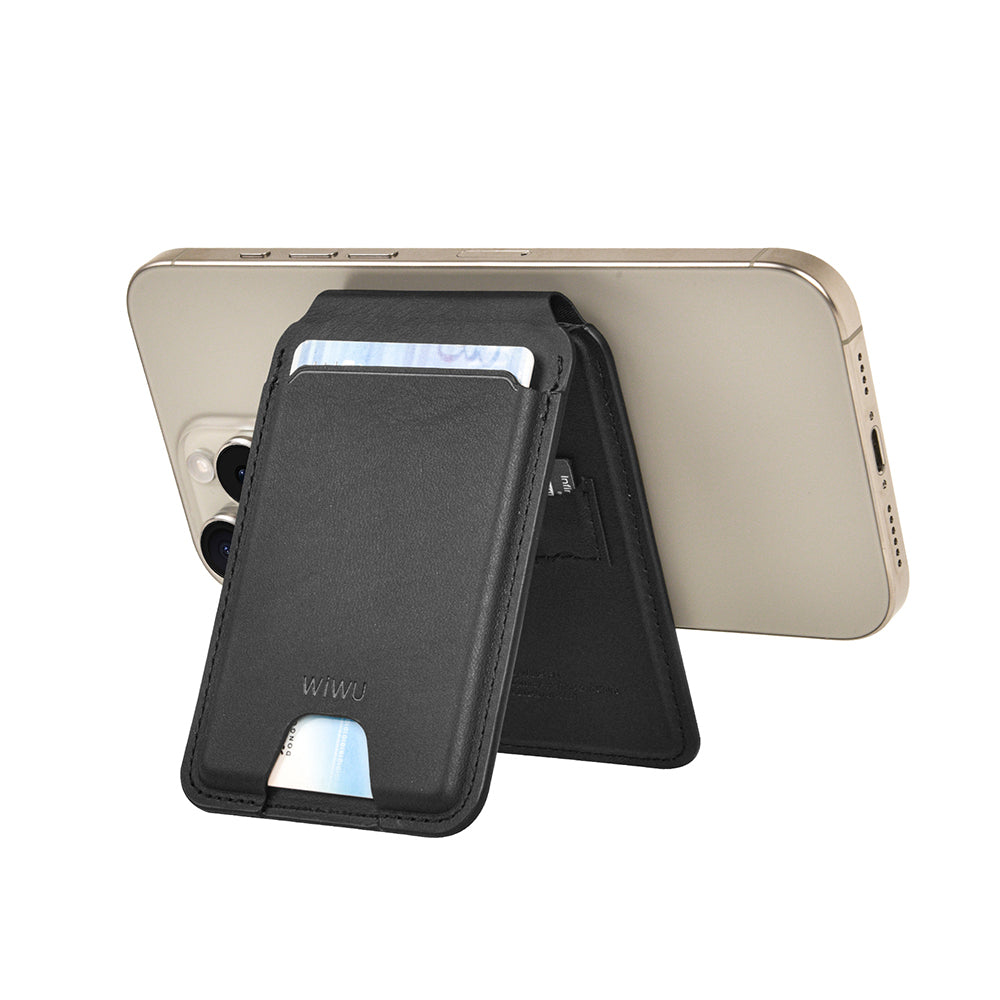 Wiwu MW-005 Magnetik Standlı Kartlık Qi Kablosuz Şarj Uyumlu FindMy Özellikli Mag Wallet