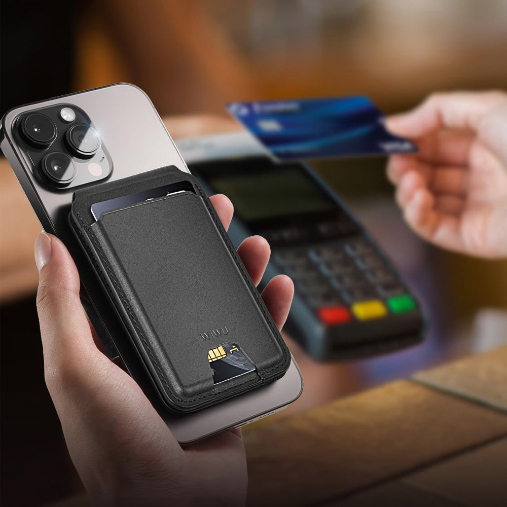 Wiwu MW-005 Magnetik Standlı Kartlık Qi Kablosuz Şarj Uyumlu FindMy Özellikli Mag Wallet
