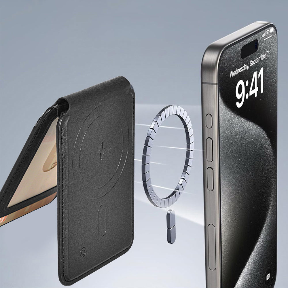 Wiwu MW-005 Magnetik Standlı Kartlık Qi Kablosuz Şarj Uyumlu FindMy Özellikli Mag Wallet