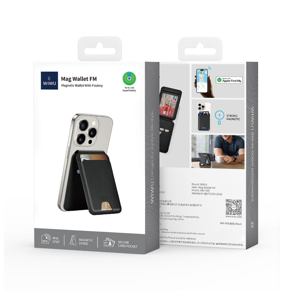 Wiwu MW-005 Magnetik Standlı Kartlık Qi Kablosuz Şarj Uyumlu FindMy Özellikli Mag Wallet