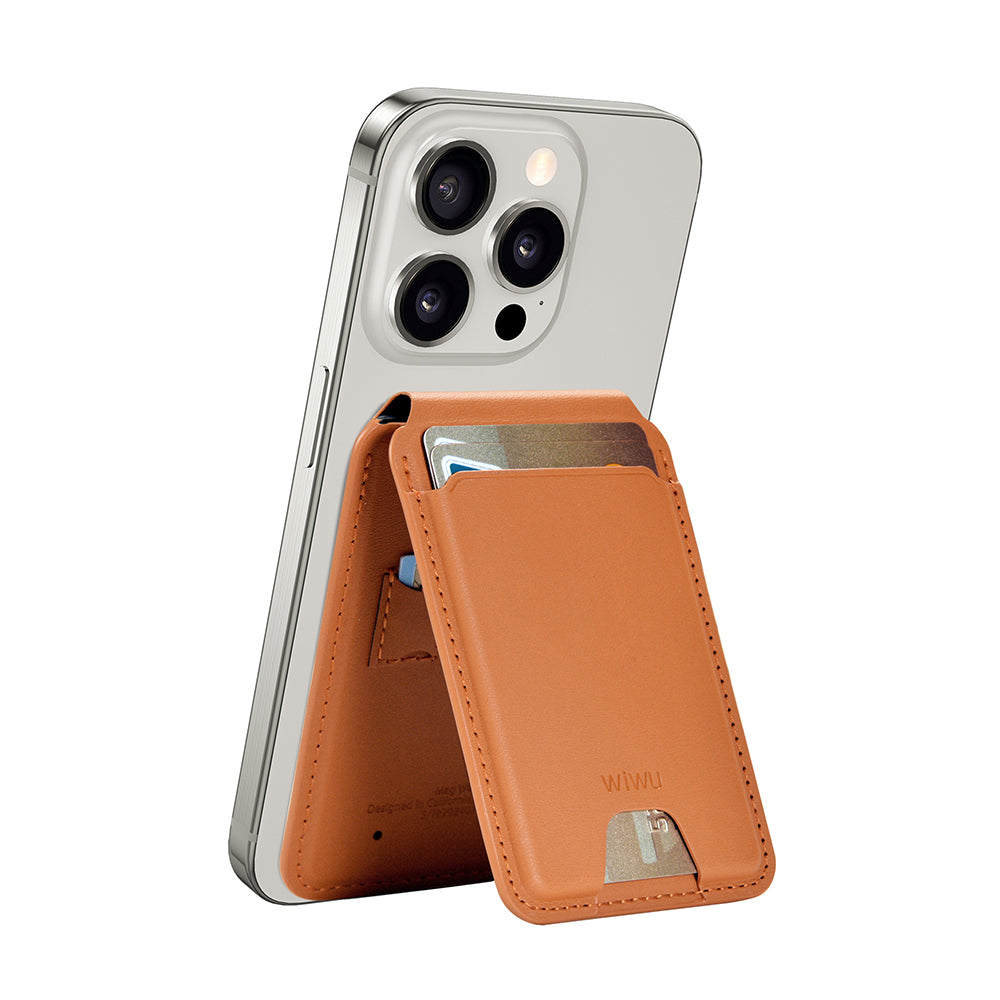 Wiwu MW-005 Magnetik Standlı Kartlık Qi Kablosuz Şarj Uyumlu FindMy Özellikli Mag Wallet
