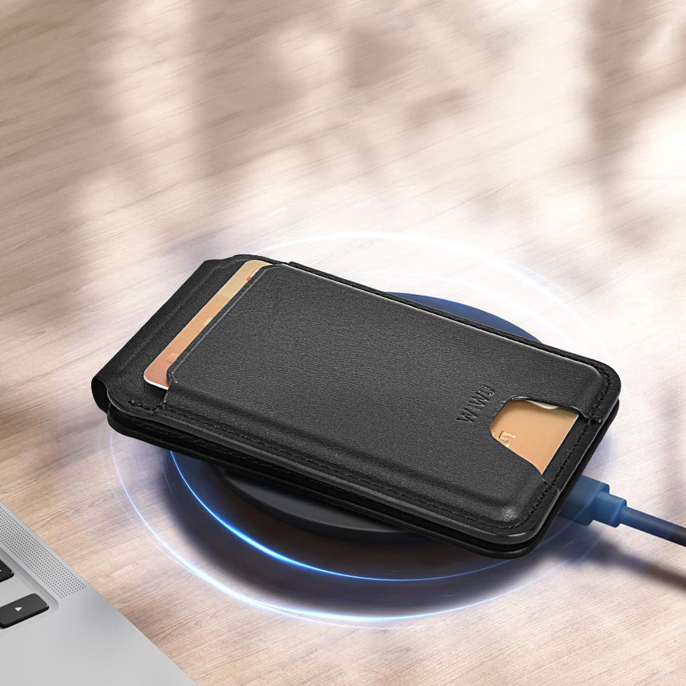 Wiwu MW-005 Magnetik Standlı Kartlık Qi Kablosuz Şarj Uyumlu FindMy Özellikli Mag Wallet