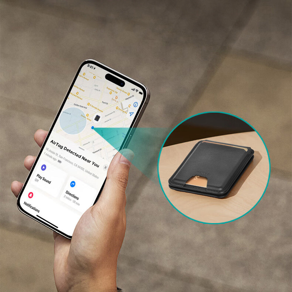 Wiwu MW-005 Magnetik Standlı Kartlık Qi Kablosuz Şarj Uyumlu FindMy Özellikli Mag Wallet