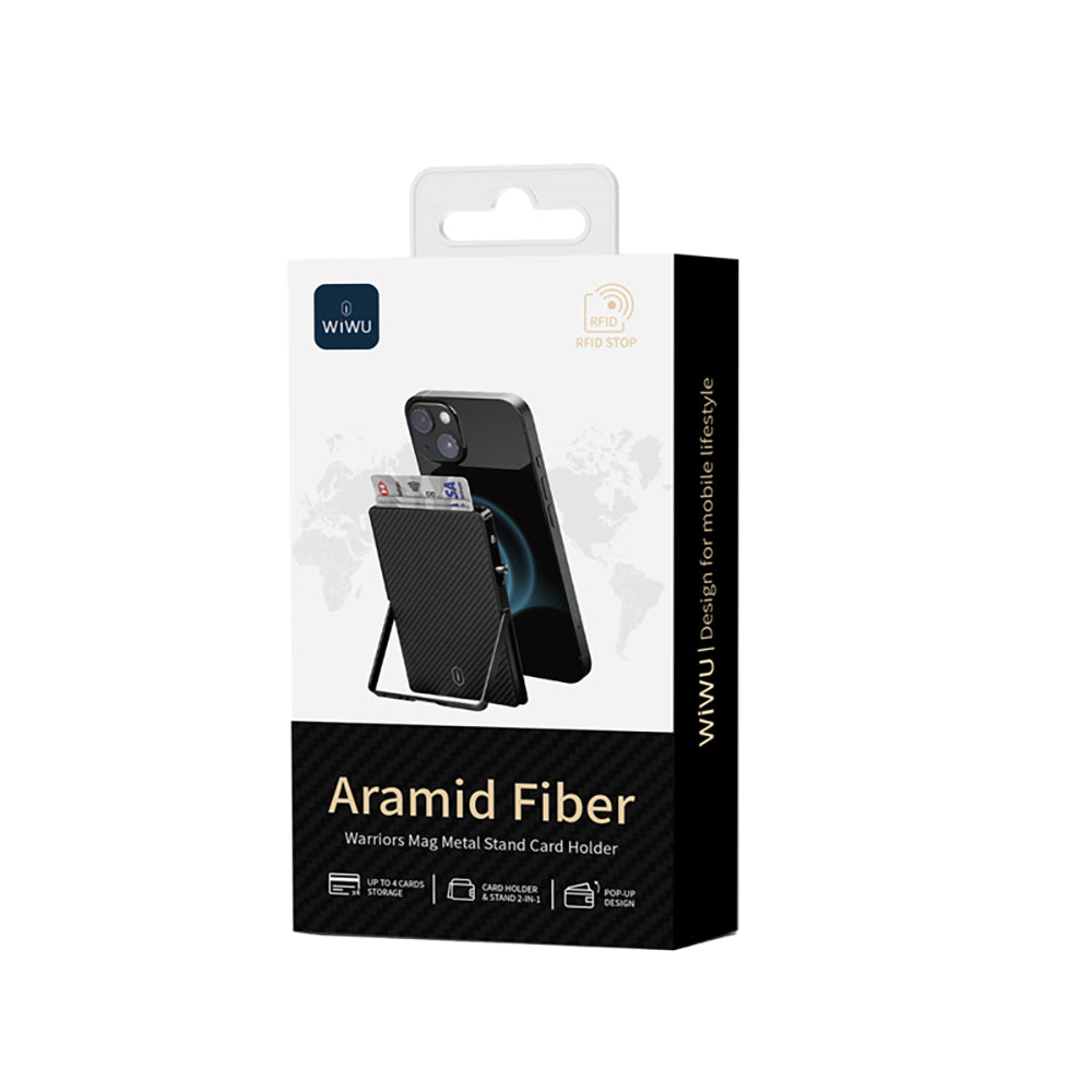 Wiwu MW-007 Warriors Pop-Up Buton Tasarımlı Magnetik Aramid Fiber Metal Standlı Kartlık
