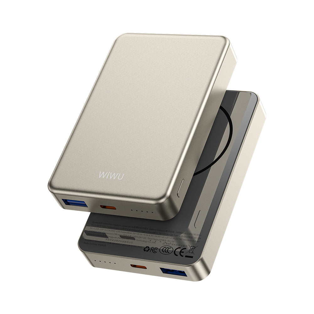 Wiwu P15-1 LED Işık Göstergeli Ultra İnce PD 20W Kablosuz Powerbank 10000mAh 15W