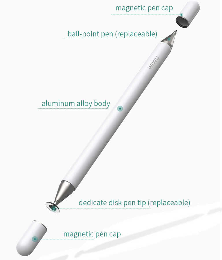 Wiwu Pencil Passive Stylus 2 in 1 Dokunmatik Çizim Kalemi