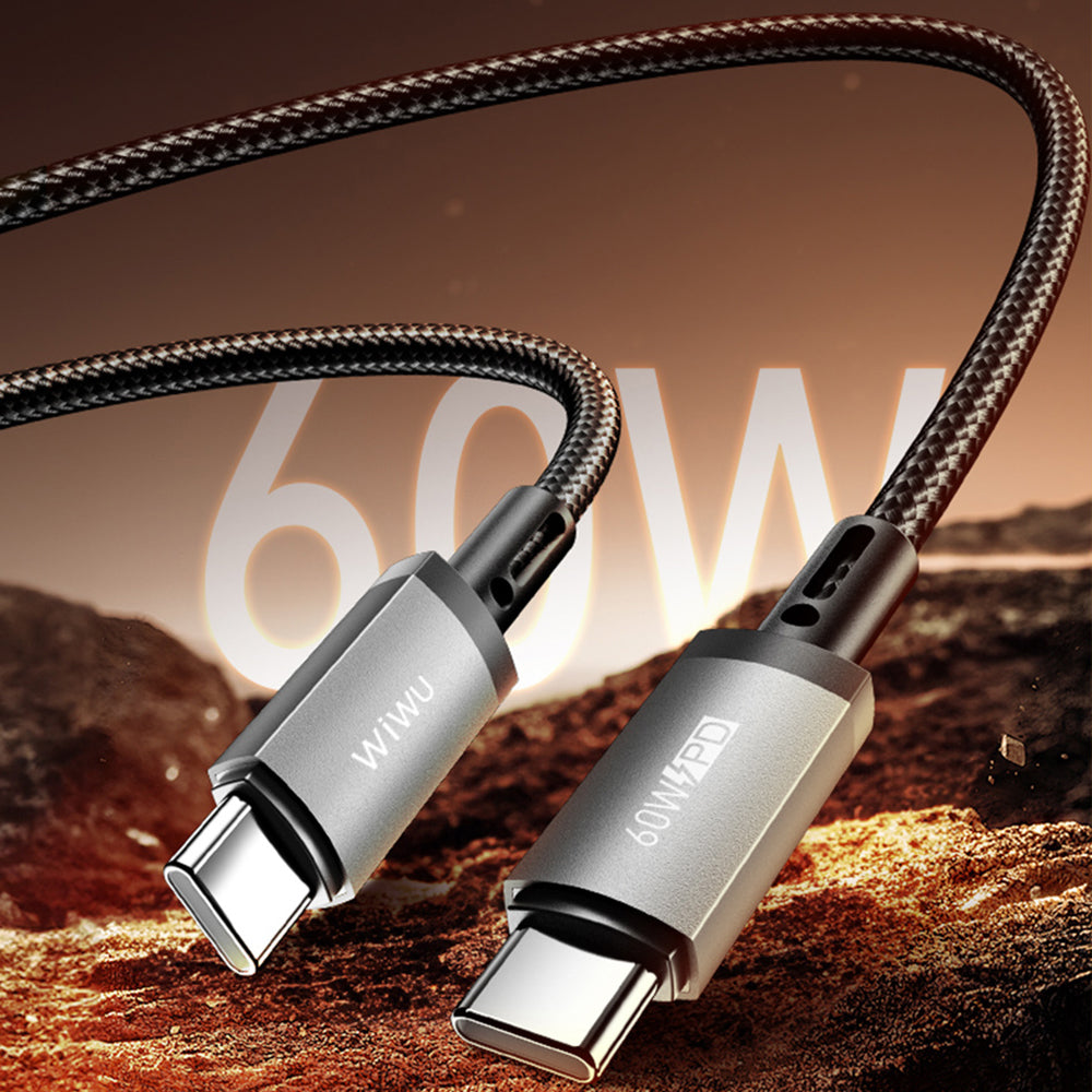 Wiwu Wi-C057 Titanlink Serisi Type-C to Type-C Hızlı Şarj Özellikli PD Data ve Şarj Kablosu 60W 1M