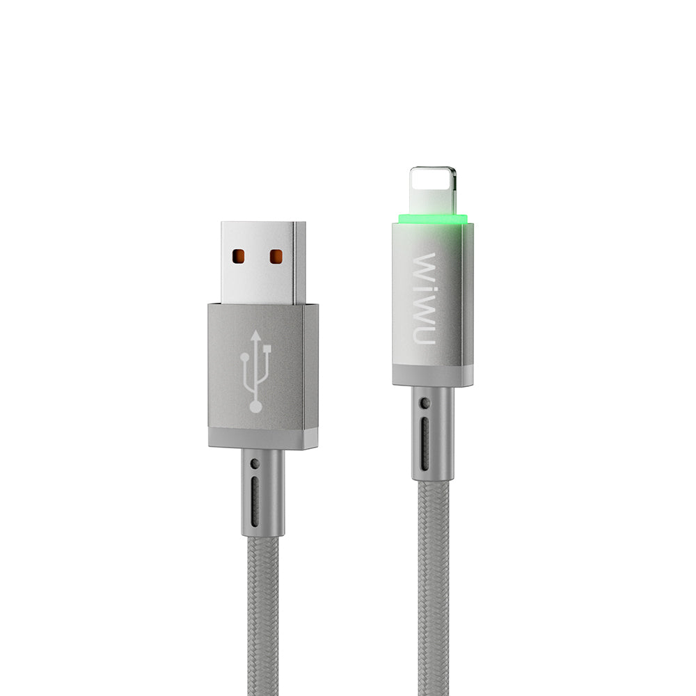 Wiwu Wi-C081 Maglink Serisi Işıklı Magnetik USB-A to Lightning Işıklı Hızlı Şarj Özellikli Data ve Şarj Kablosu 1M