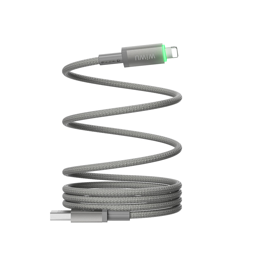 Wiwu Wi-C081 Maglink Serisi Işıklı Magnetik USB-A to Lightning Işıklı Hızlı Şarj Özellikli Data ve Şarj Kablosu 1M