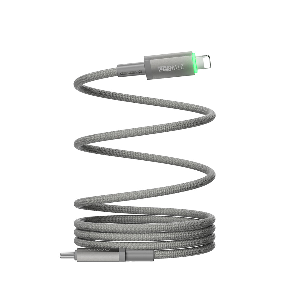Wiwu Wi-C083 Maglink Serisi Işıklı Magnetik Type-C to Lightning PD Hızlı Şarj Özellikli Data ve Şarj Kablosu 27W 1M