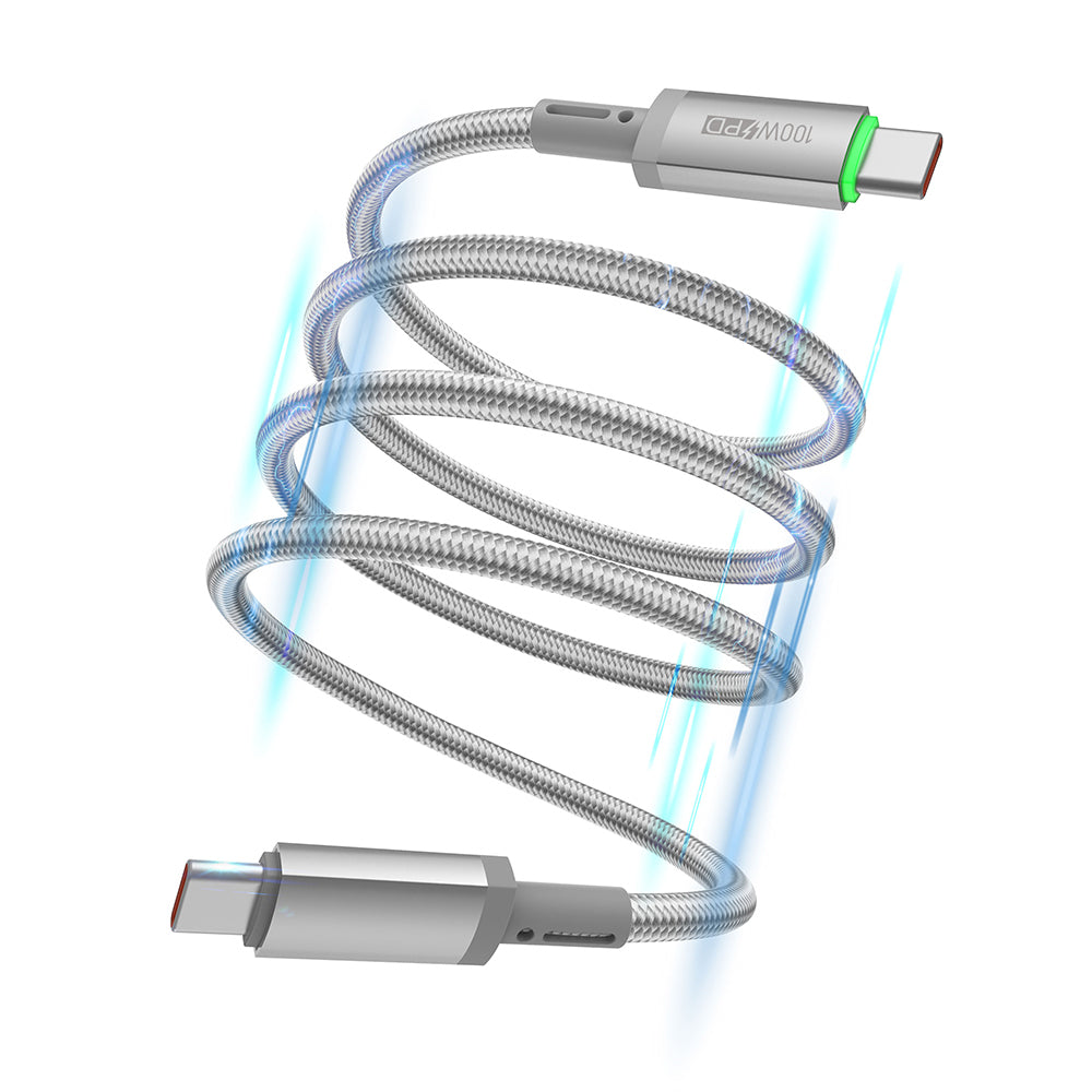 Wiwu Wi-C084 Maglink Serisi LED Göstergeli Type-C to Type-C Hızlı Şarj Özellikli Data ve Şarj Kablosu 100W 1M