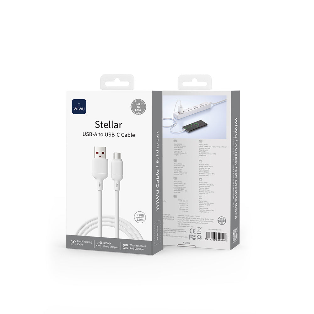 Wiwu Wi-C088 Stellar Serisi USB-A to Type-C Hızlı Şarj Özellikli Data ve Şarj Kablosu 1M
