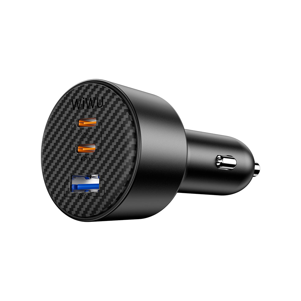 Wiwu Wi-CC026 Hızlı Şarj Özellikli PD Type-C + USB-A Portlu Aramid Fiber Araç Şarj Aleti 200W