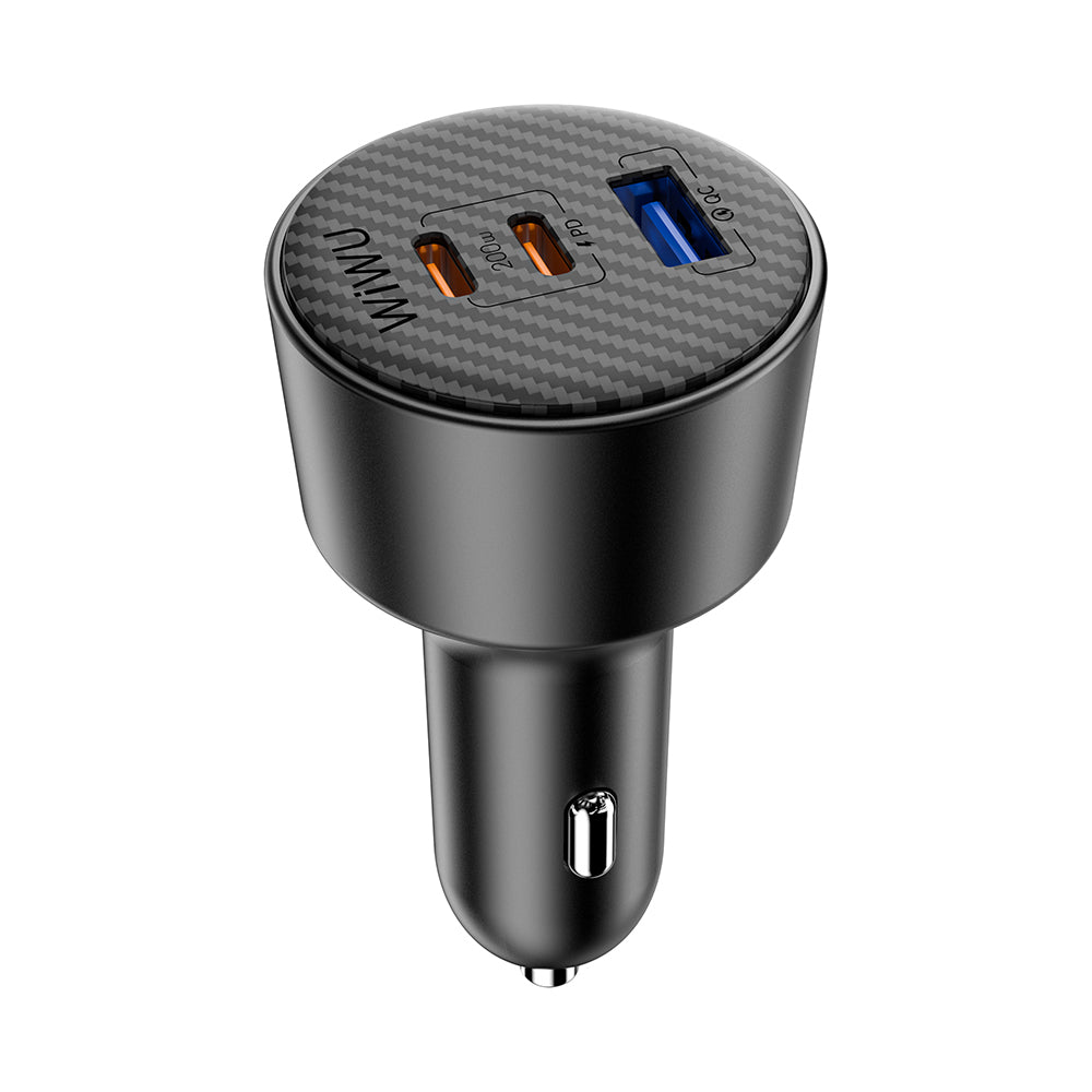 Wiwu Wi-CC026 Hızlı Şarj Özellikli PD Type-C + USB-A Portlu Aramid Fiber Araç Şarj Aleti 200W