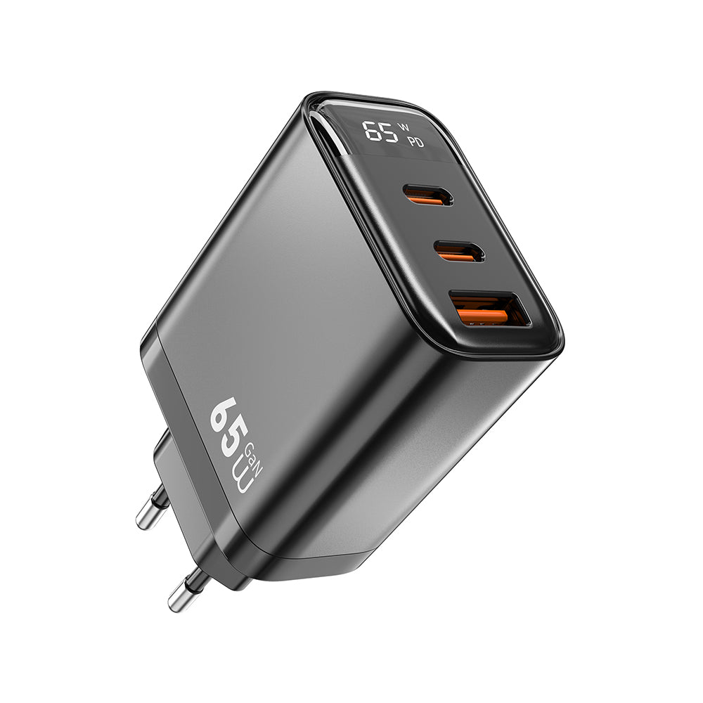 Wiwu Wi-G012 Firefly Serisi Dual Type-C PD & USB-A GaN Teknolojili Hızlı Şarj Başlığı 65W