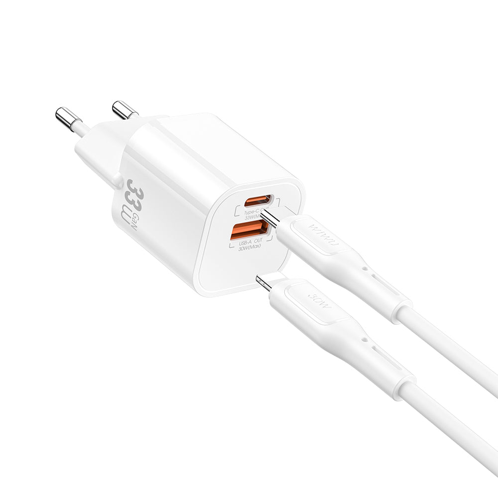 Wiwu Wi-G018 Cube Serisi Type-C to Lightning GaN Tech PD Hızlı Şarj Özellikli Kablolu Şarj Seti 33W