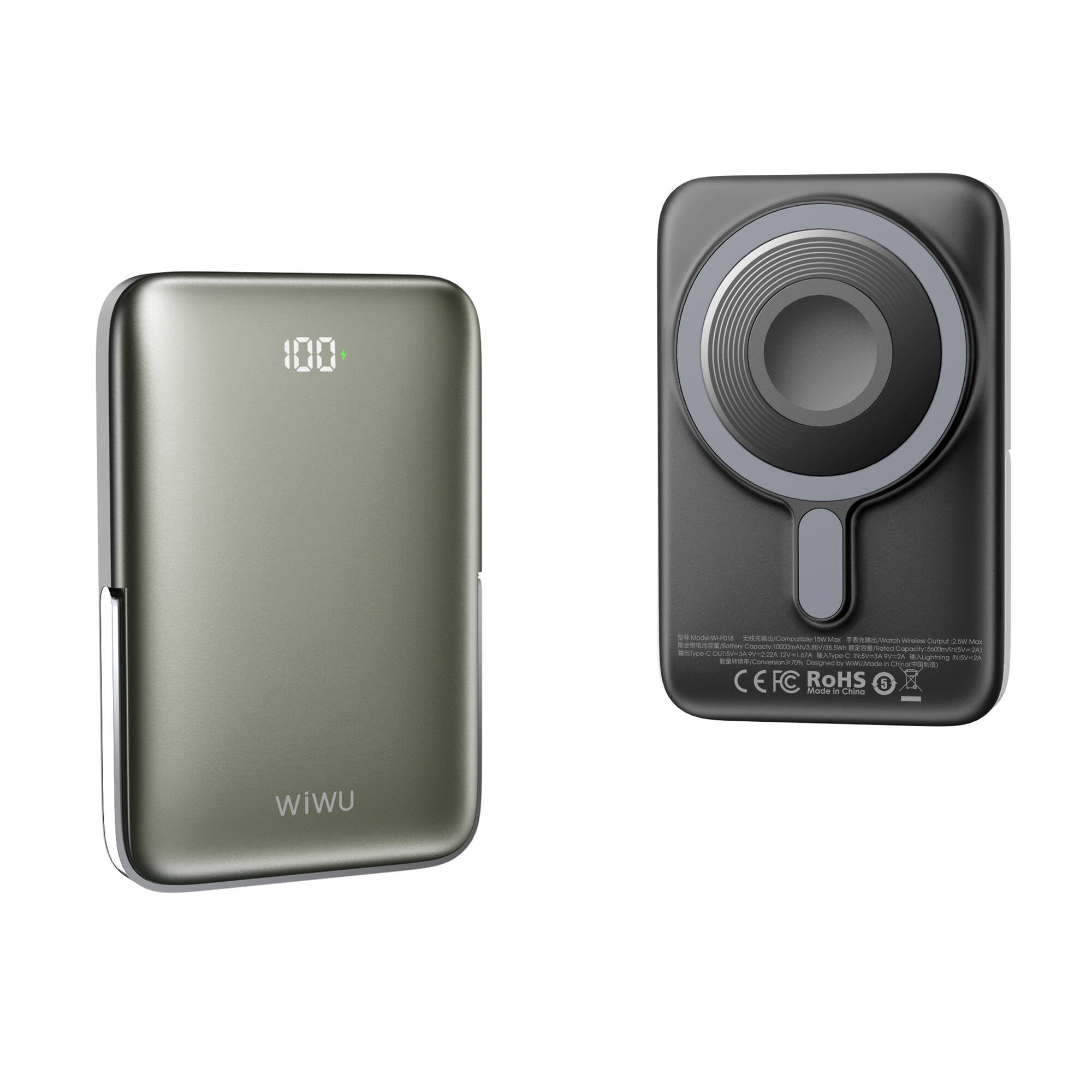 Wiwu Wi-P018 Elite Serisi Led Ekranlı M-safe Powerbank Wireless 15W 10000mAh