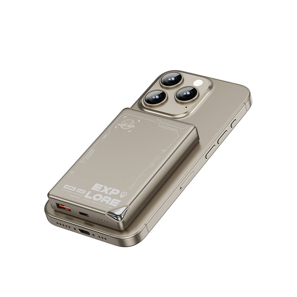 Wiwu Wi-P020 Ultra-Thin Explore Serisi Led Göstergeli Wireless M-safe Powerbank 15W 10000mAh