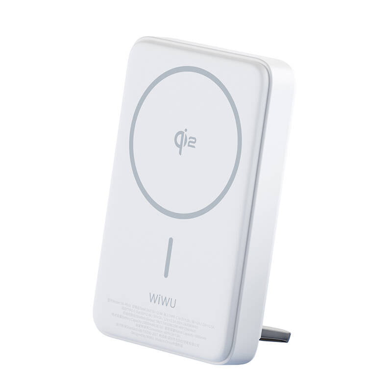Wiwu Wi-P031 Qi2 Şarj Teknolojili LED Işık Göstergeli Standlı 30W Taşınabilir M-safe Wireless Powerbank 10.000mAh