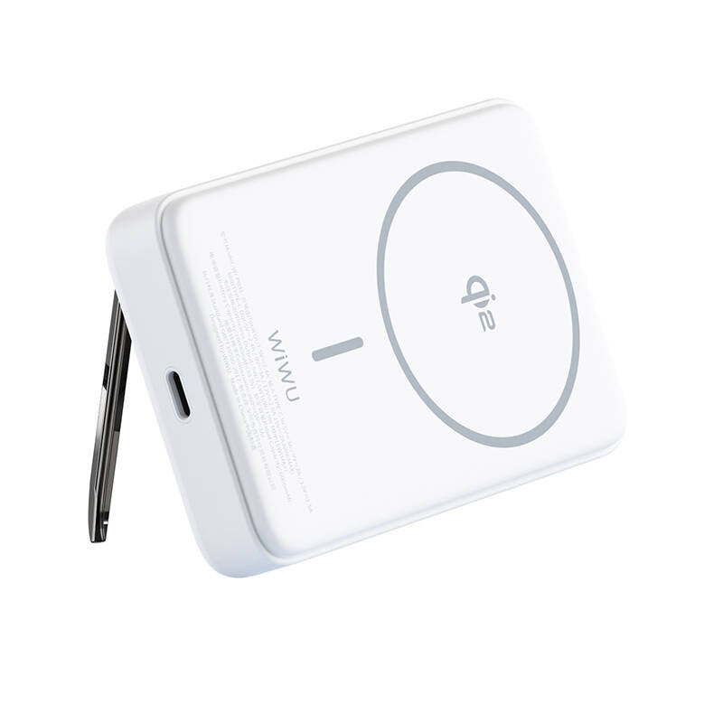 Wiwu Wi-P031 Qi2 Şarj Teknolojili LED Işık Göstergeli Standlı 30W Taşınabilir M-safe Wireless Powerbank 10.000mAh