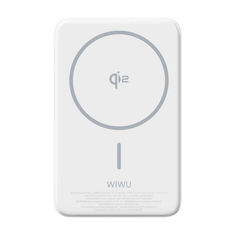 Wiwu Wi-P031 Qi2 Şarj Teknolojili LED Işık Göstergeli Standlı 30W Taşınabilir M-safe Wireless Powerbank 10.000mAh