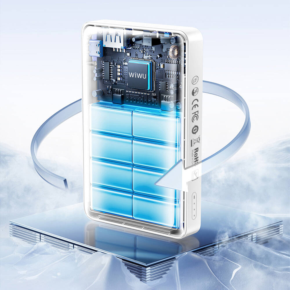 Wiwu Wi-P031 Qi2 Şarj Teknolojili LED Işık Göstergeli Standlı 30W Taşınabilir M-safe Wireless Powerbank 10.000mAh