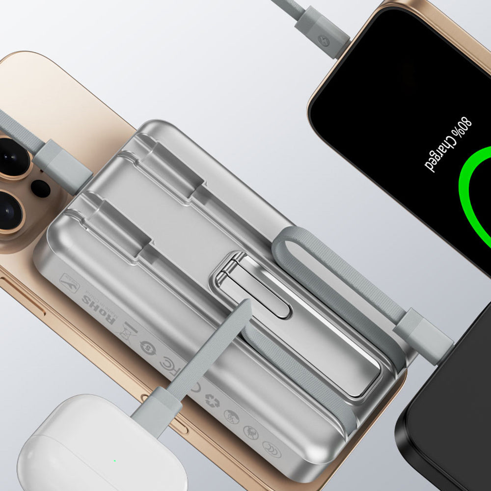 Wiwu Wi-P056 Taşınabilir Wireless Şarj ve PD Hızlı Şarj Özellikli Powerbank 15W 10000mAh