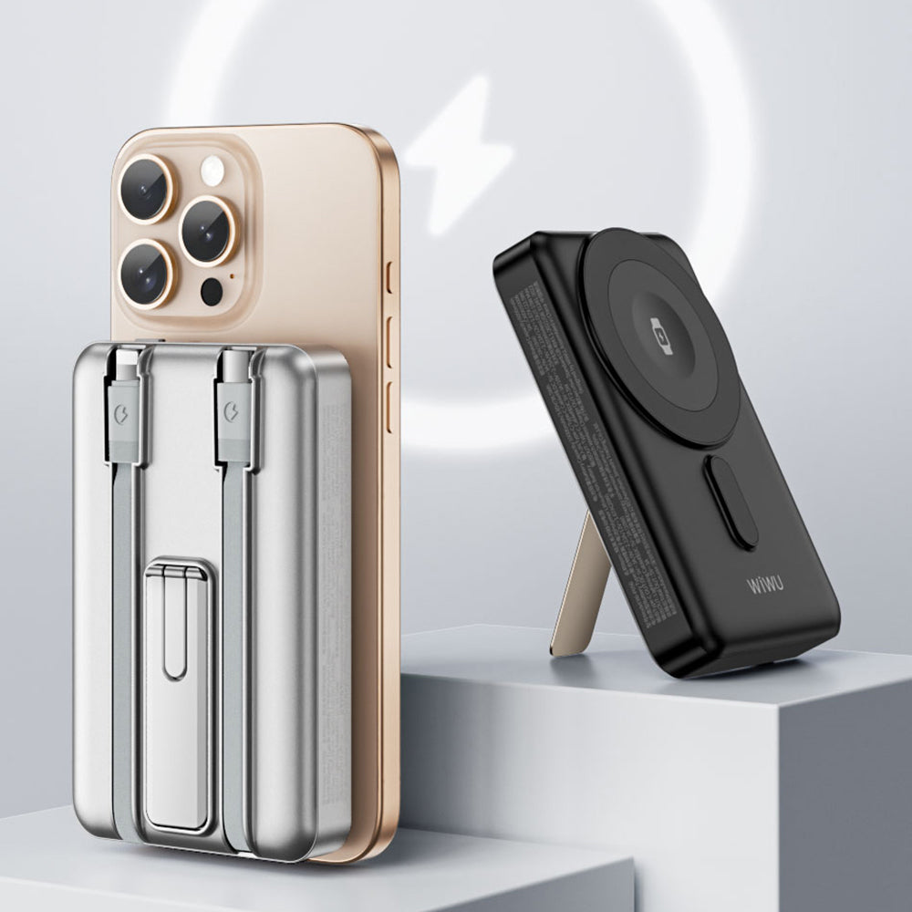 Wiwu Wi-P056 Taşınabilir Wireless Şarj ve PD Hızlı Şarj Özellikli Powerbank 15W 10000mAh