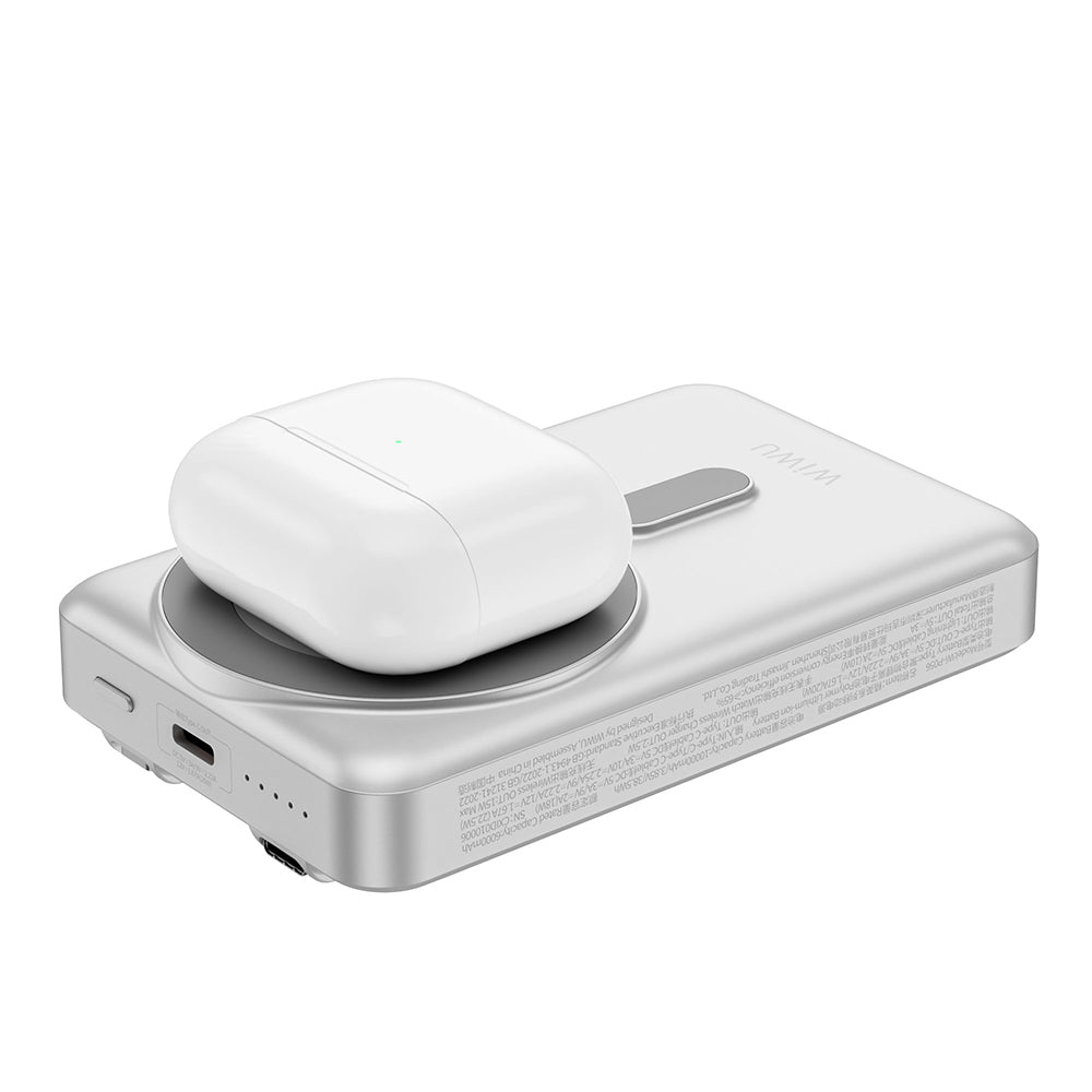 Wiwu Wi-P056 Taşınabilir Wireless Şarj ve PD Hızlı Şarj Özellikli Powerbank 15W 10000mAh