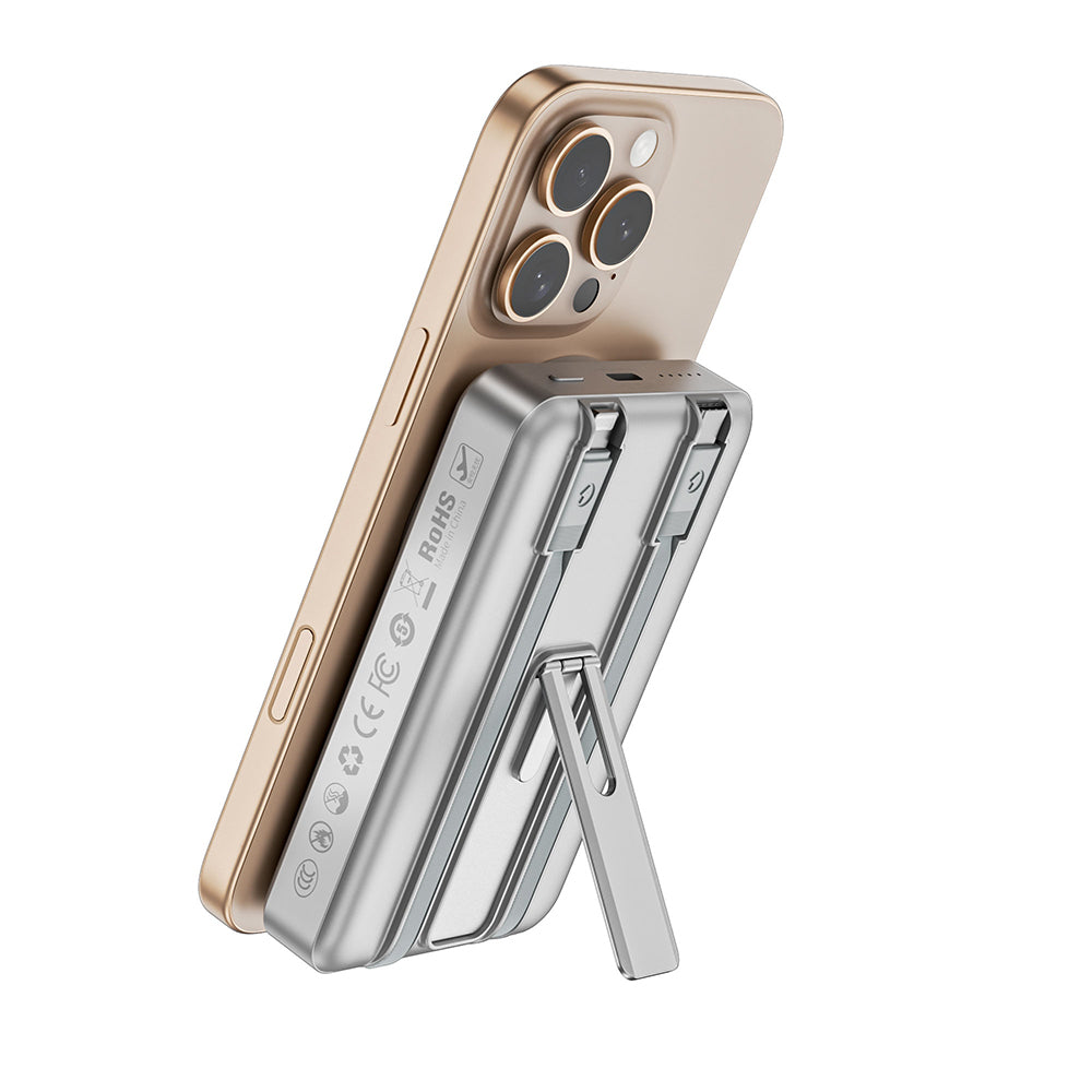 Wiwu Wi-P056 Taşınabilir Wireless Şarj ve PD Hızlı Şarj Özellikli Powerbank 15W 10000mAh