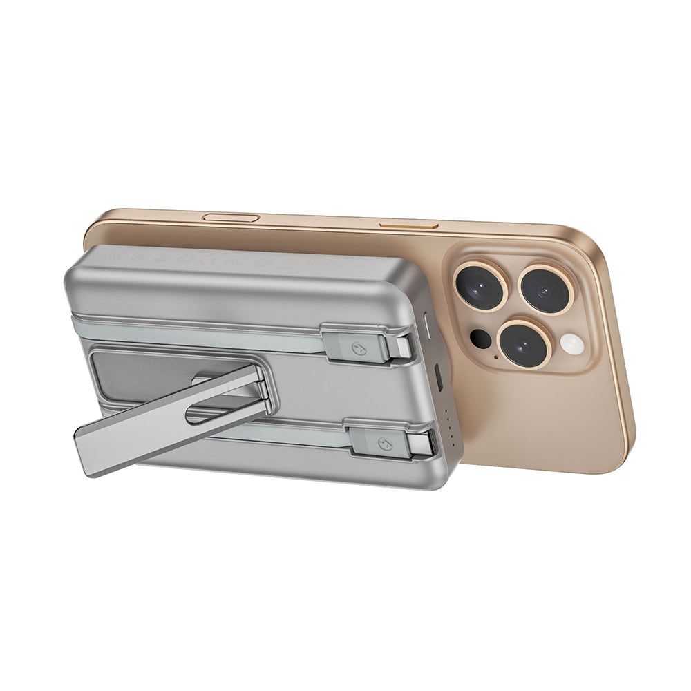 Wiwu Wi-P056 Taşınabilir Wireless Şarj ve PD Hızlı Şarj Özellikli Powerbank 15W 10000mAh