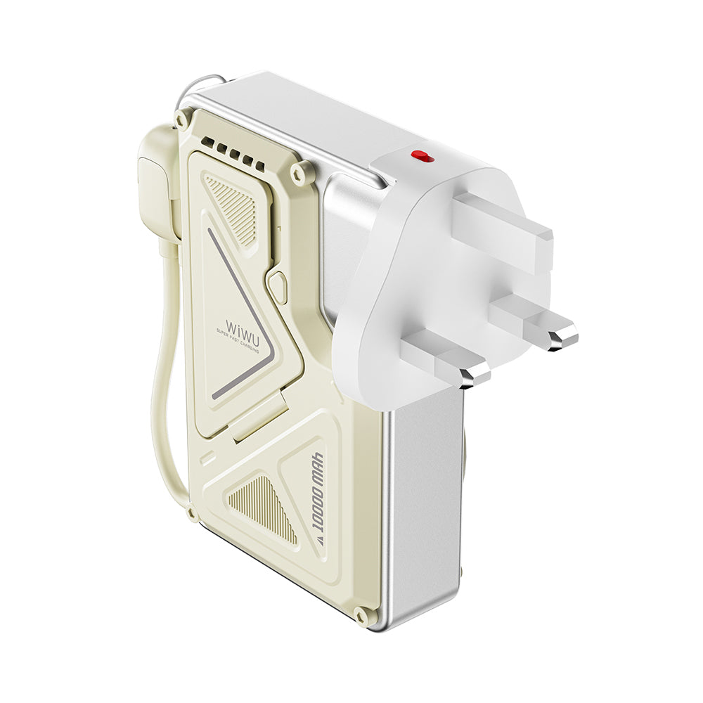 Wiwu Wi-P057 Knight Serisi Taşınabilir Wireless Type-C ve Lightning Kablolu Standlı PD Powerbank 35W 10000mAh