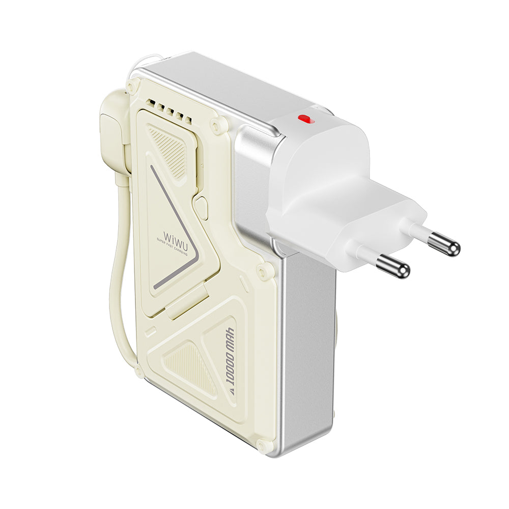 Wiwu Wi-P057 Knight Serisi Taşınabilir Wireless Type-C ve Lightning Kablolu Standlı PD Powerbank 35W 10000mAh