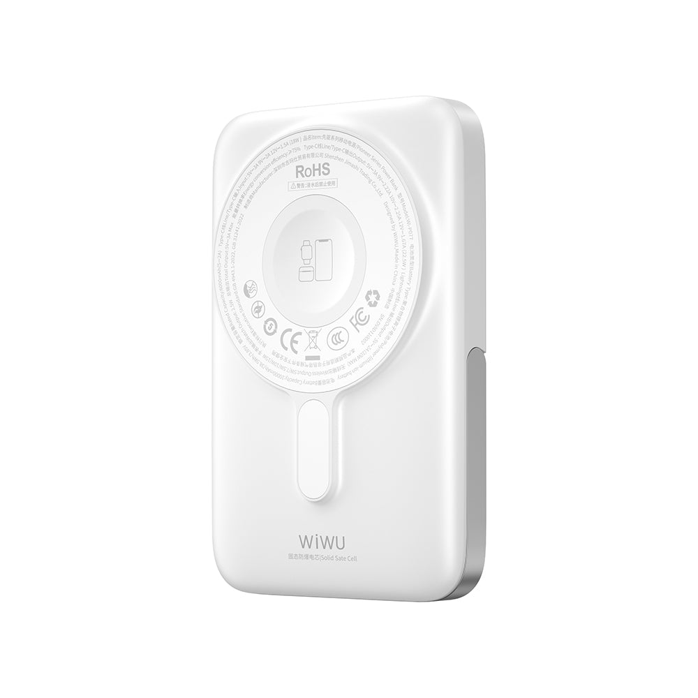 Wiwu Wi-P077 Pionner Serisi Taşınabilir Wireless Şarj ve PD 20W Hızlı Şarj Özellikli Standlı Powerbank 15W 10000mAh