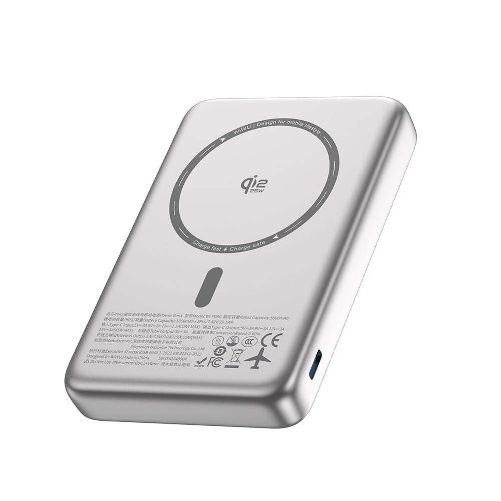 Wiwu Wi-P090 Mag Pro Serisi Qi2 Şarj Teknolojili Standlı 45W Taşınabilir M-safe Wireless Powerbank 10.000mAh