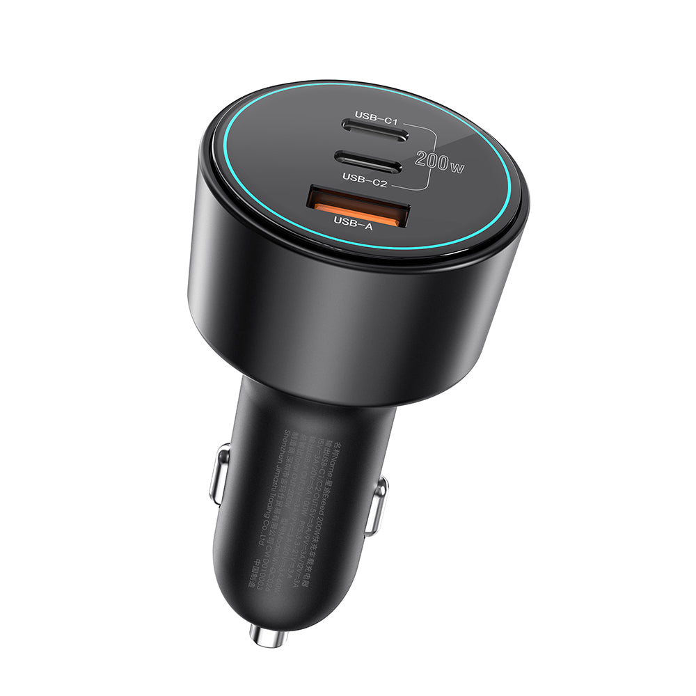 Wiwu Wi-QC026 Starship Serisi Hızlı Şarj Özellikli Dual Type-C + USB-A Portlu Araç Şarj Aleti 200W