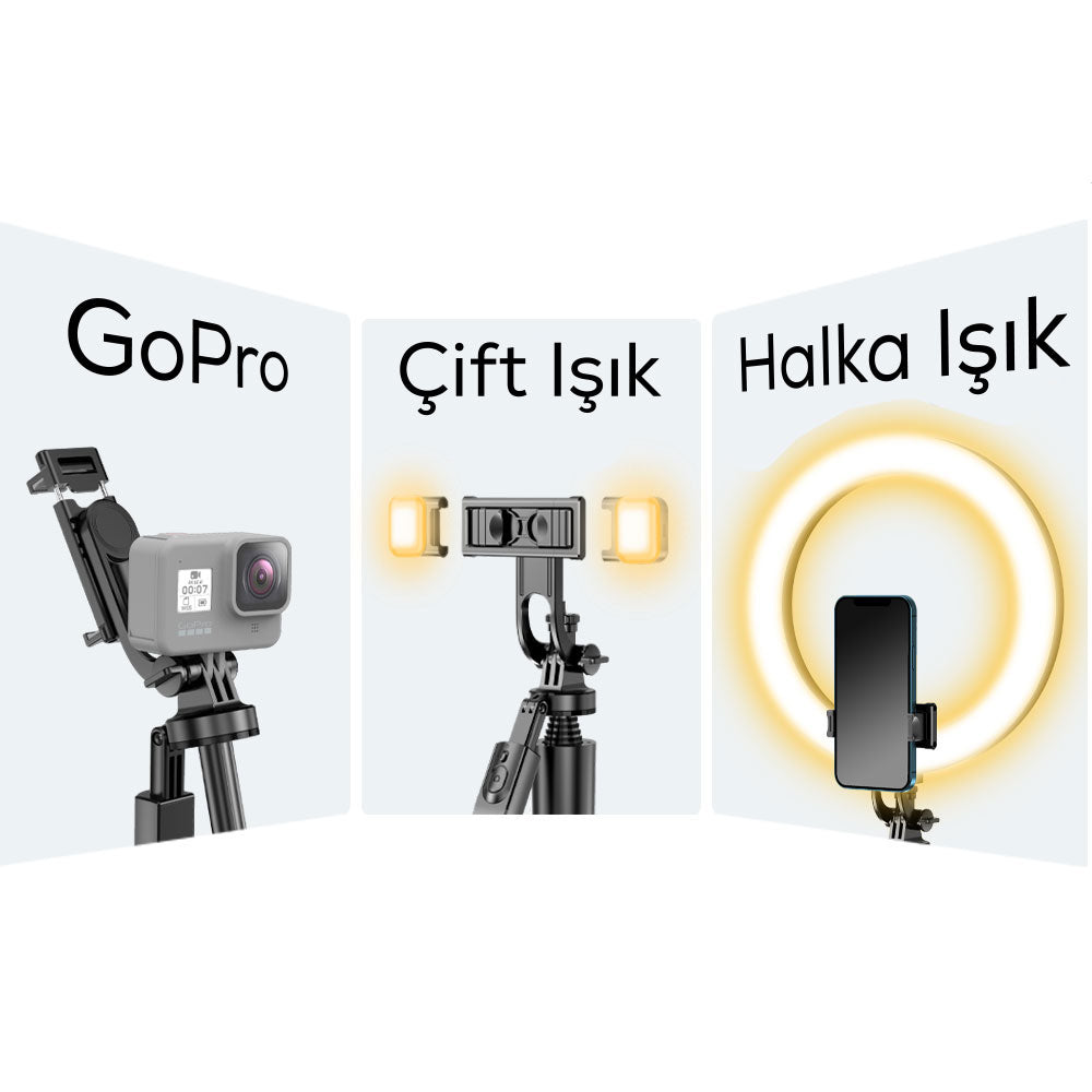 Wiwu Wi-SE005 Çok Fonksiyonlu Sabitleyici Ayrılabilir Canlı Yayın Tripod Selfie Çubuğu