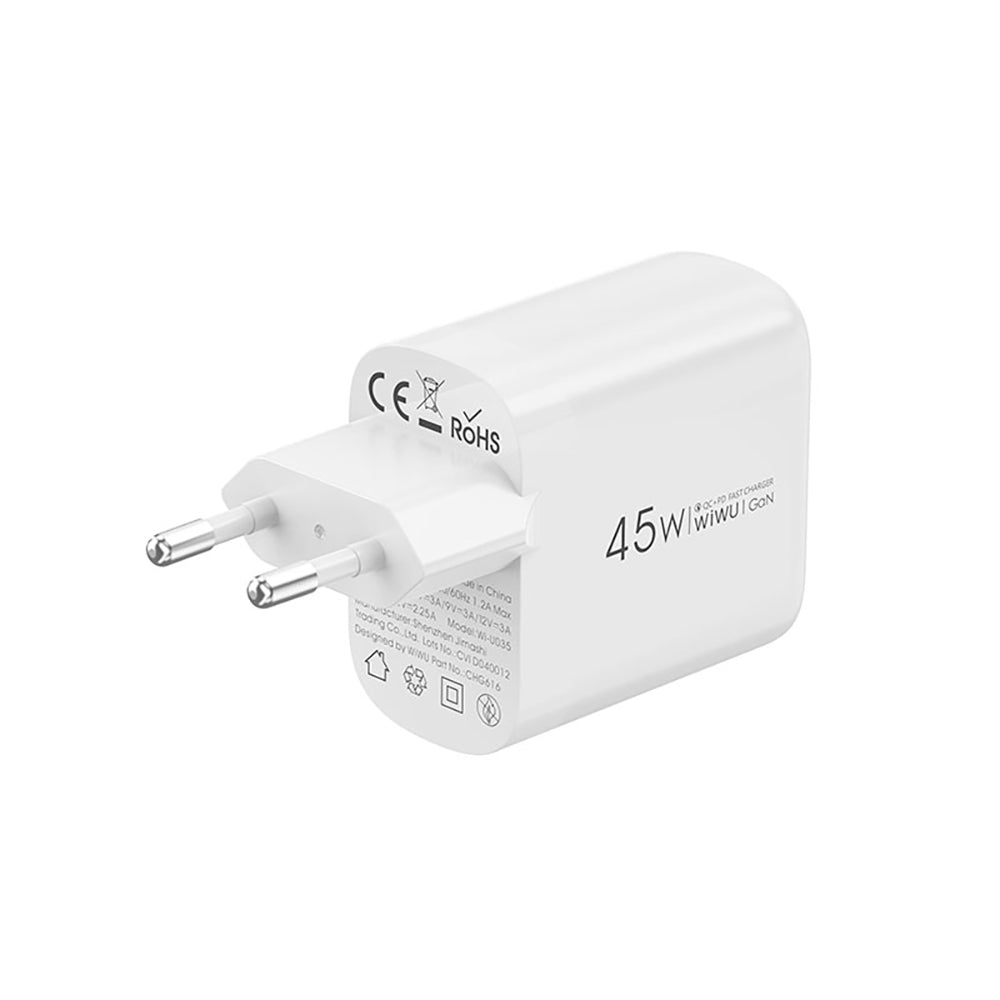 Wiwu Wi-U035 GaN Tech PD Hızlı Şarj Özellikli QC 3.0 Şarj Başlığı 45W
