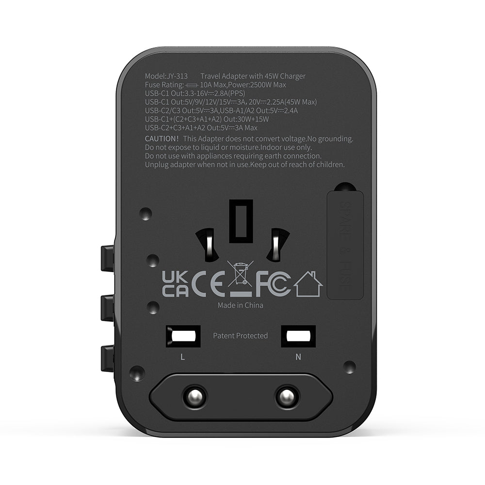 Wiwu Wi-UA006 Çoklu Universal TR/US/UK/AUS/EU Uyumlu Seyahat Şarj Adaptörü 45W