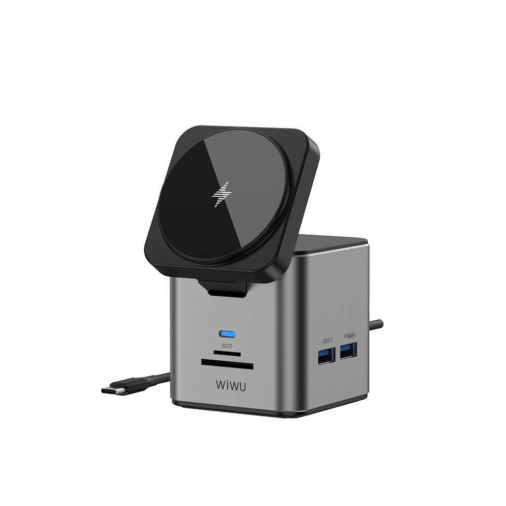 Wiwu Wi-W025 9in1 M-safe Şarj Özellikli Type-C Hub PD 100W USB 3.0 SD/TF HDMI RJ45