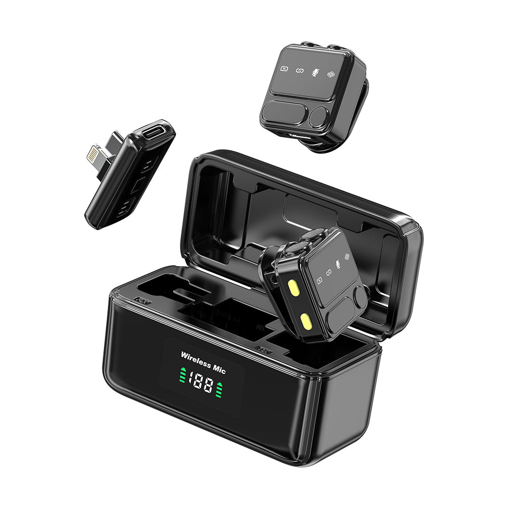 Wiwu Wi-WM005 2in1 Type-C ve Lightning Portlu ANC Özellikli Kablosuz Yaka Mikrofonu