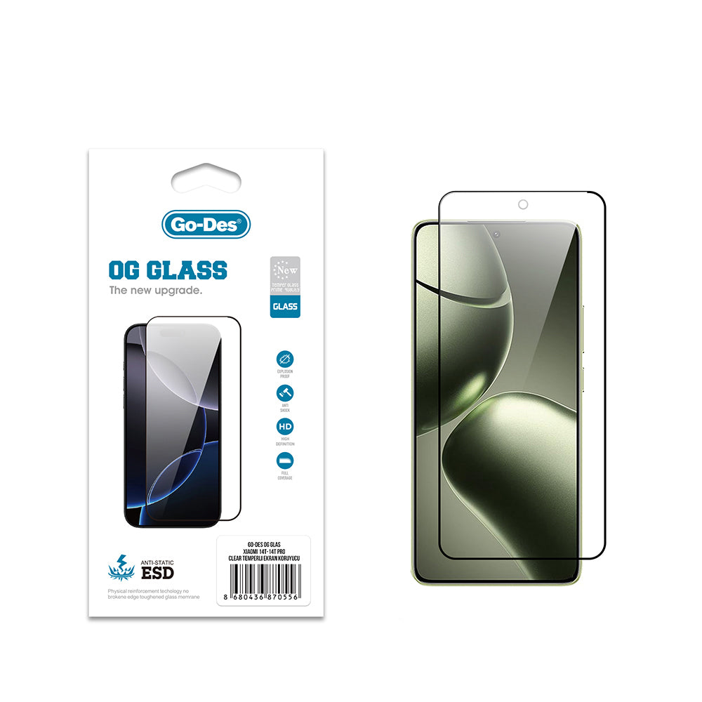Xiaomi 14T Go Des OG Glass Antistatik Temperli Cam Ekran Koruyucu