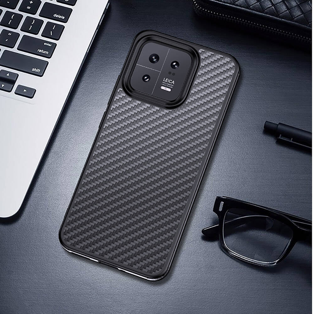Xiaomi Mi 13 Kılıf Aramid Karbon Fiber M-safe Özellikli Wlons Radison Kılıf