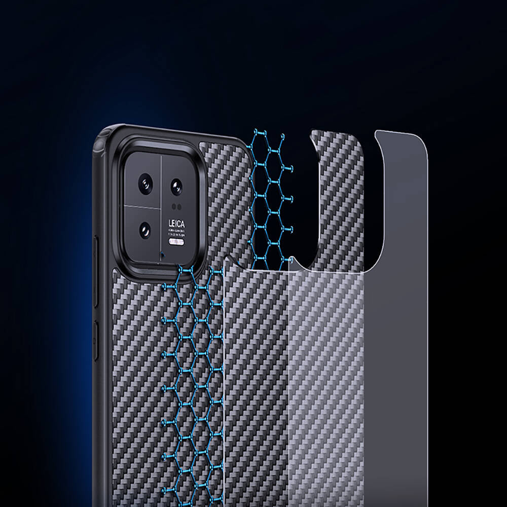 Xiaomi Mi 13 Kılıf Aramid Karbon Fiber M-safe Özellikli Wlons Radison Kılıf